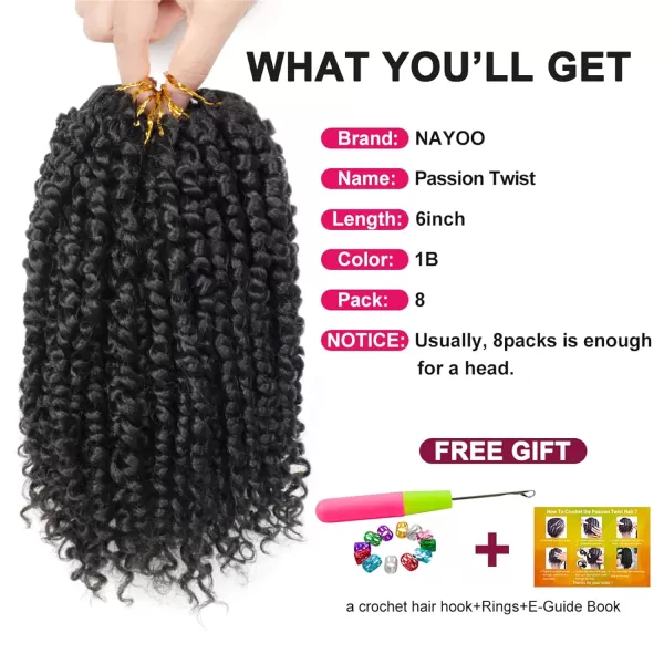 Passion Twist Hair - 8 Packs 12 Inch Passion Twist Crochet Hair For Women, Crochet Pretwisted Curly Hair Passion Twists Synthetic Braiding Hair Extensions 