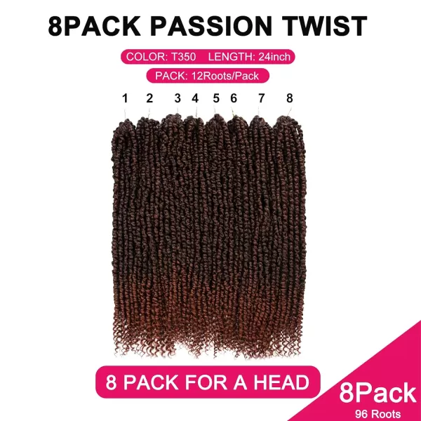 Passion Twist Hair - 8 Packs 12 Inch Passion Twist Crochet Hair For Women, Crochet Pretwisted Curly Hair Passion Twists Synthetic Braiding Hair Extensions 