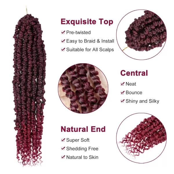 Passion Twist Hair - 8 Packs 12 Inch Passion Twist Crochet Hair For Women, Crochet Pretwisted Curly Hair Passion Twists Synthetic Braiding Hair Extensions 
