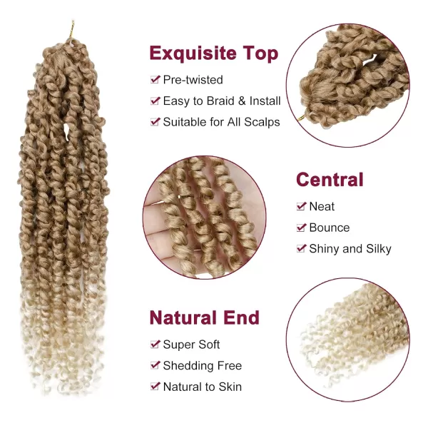Passion Twist Hair - 8 Packs 12 Inch Passion Twist Crochet Hair For Women, Crochet Pretwisted Curly Hair Passion Twists Synthetic Braiding Hair Extensions 