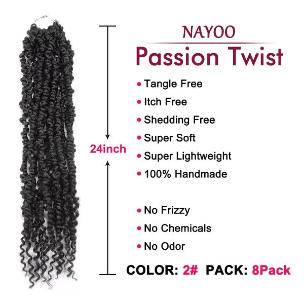 Passion Twist Hair - 8 Packs 12 Inch Passion Twist Crochet Hair For Women, Crochet Pretwisted Curly Hair Passion Twists Synthetic Braiding Hair Extensions 