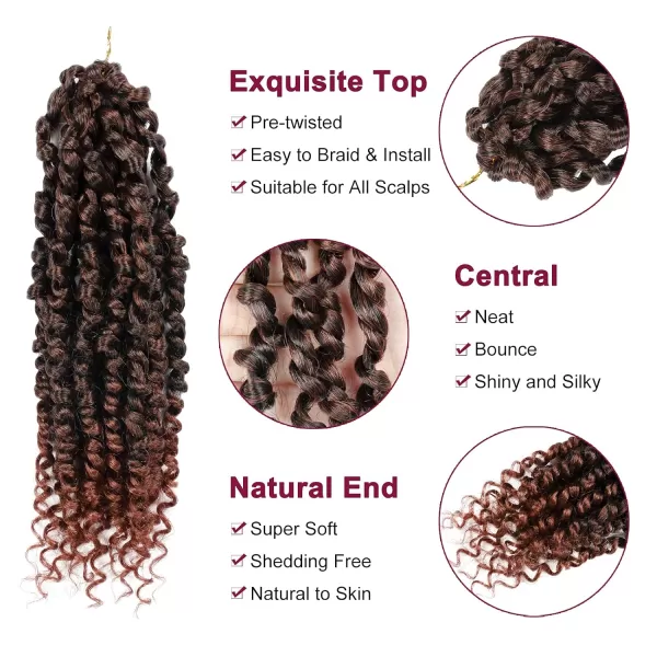 Passion Twist Hair - 8 Packs 12 Inch Passion Twist Crochet Hair For Women, Crochet Pretwisted Curly Hair Passion Twists Synthetic Braiding Hair Extensions 