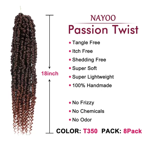 Passion Twist Hair - 8 Packs 12 Inch Passion Twist Crochet Hair For Women, Crochet Pretwisted Curly Hair Passion Twists Synthetic Braiding Hair Extensions 