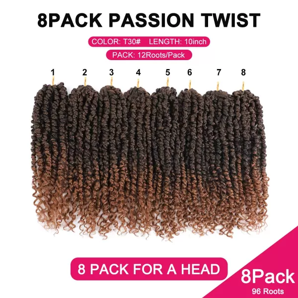 Passion Twist Hair - 8 Packs 12 Inch Passion Twist Crochet Hair For Women, Crochet Pretwisted Curly Hair Passion Twists Synthetic Braiding Hair Extensions 