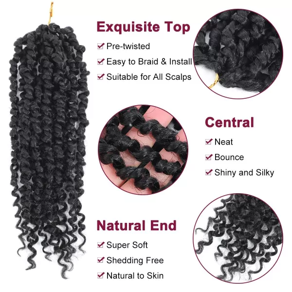 Passion Twist Hair - 8 Packs 12 Inch Passion Twist Crochet Hair For Women, Crochet Pretwisted Curly Hair Passion Twists Synthetic Braiding Hair Extensions 