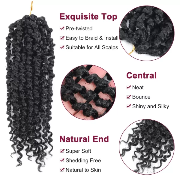 Passion Twist Hair - 8 Packs 12 Inch Passion Twist Crochet Hair For Women, Crochet Pretwisted Curly Hair Passion Twists Synthetic Braiding Hair Extensions 
