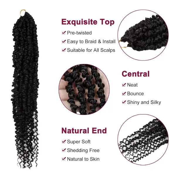 Passion Twist Hair - 8 Packs 12 Inch Passion Twist Crochet Hair For Women, Crochet Pretwisted Curly Hair Passion Twists Synthetic Braiding Hair Extensions 