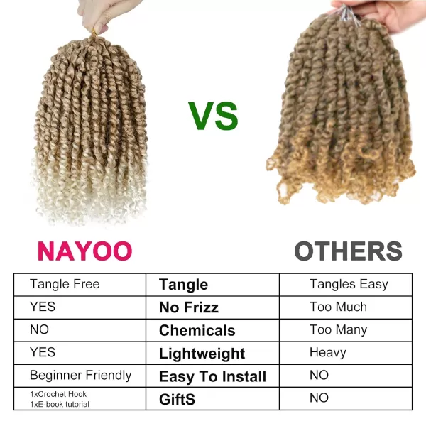 Passion Twist Hair - 8 Packs 12 Inch Passion Twist Crochet Hair For Women, Crochet Pretwisted Curly Hair Passion Twists Synthetic Braiding Hair Extensions 