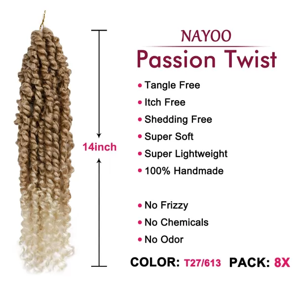 Passion Twist Hair - 8 Packs 12 Inch Passion Twist Crochet Hair For Women, Crochet Pretwisted Curly Hair Passion Twists Synthetic Braiding Hair Extensions 