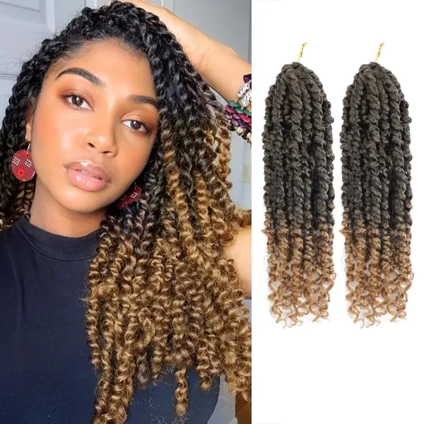 Passion Twist Hair - 8 Packs 12 Inch Passion Twist Crochet Hair For Women, Crochet Pretwisted Curly Hair Passion Twists Synthetic Braiding Hair Extensions 