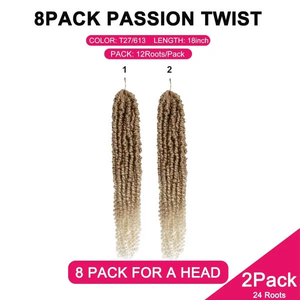Passion Twist Hair - 8 Packs 12 Inch Passion Twist Crochet Hair For Women, Crochet Pretwisted Curly Hair Passion Twists Synthetic Braiding Hair Extensions 