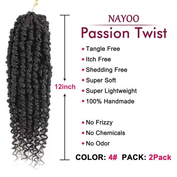Passion Twist Hair - 8 Packs 12 Inch Passion Twist Crochet Hair For Women, Crochet Pretwisted Curly Hair Passion Twists Synthetic Braiding Hair Extensions 
