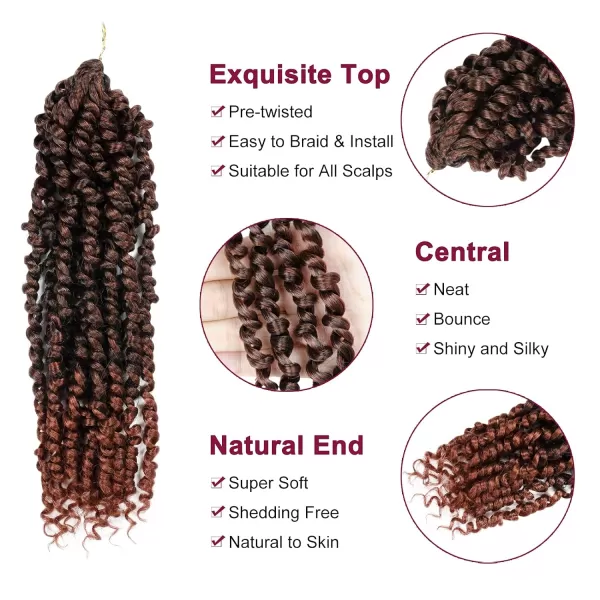 Passion Twist Hair - 8 Packs 12 Inch Passion Twist Crochet Hair For Women, Crochet Pretwisted Curly Hair Passion Twists Synthetic Braiding Hair Extensions 