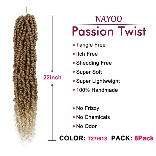 Passion Twist Hair - 8 Packs 12 Inch Passion Twist Crochet Hair For Women, Crochet Pretwisted Curly Hair Passion Twists Synthetic Braiding Hair Extensions 