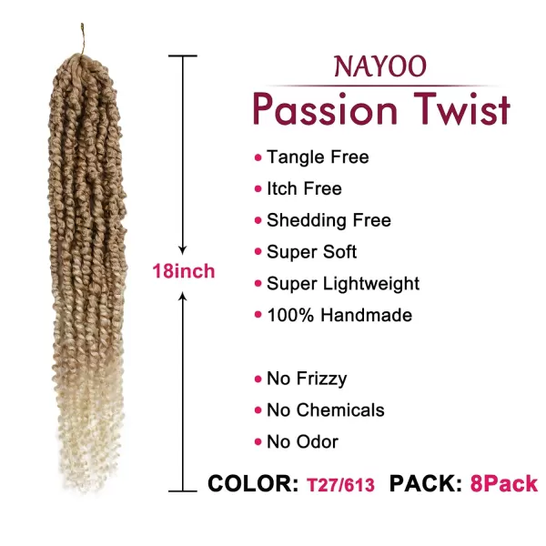 Passion Twist Hair - 8 Packs 12 Inch Passion Twist Crochet Hair For Women, Crochet Pretwisted Curly Hair Passion Twists Synthetic Braiding Hair Extensions 