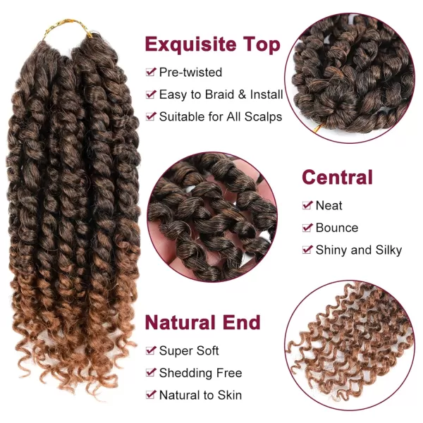 Passion Twist Hair - 8 Packs 12 Inch Passion Twist Crochet Hair For Women, Crochet Pretwisted Curly Hair Passion Twists Synthetic Braiding Hair Extensions 