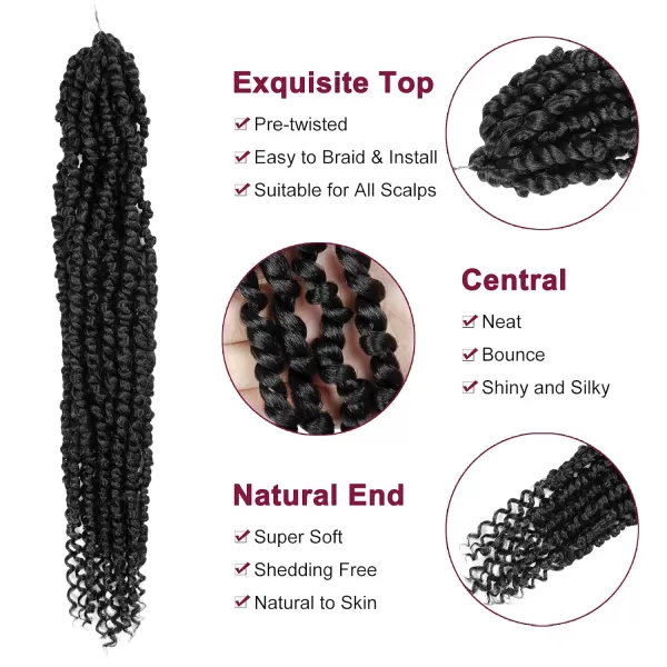 Passion Twist Hair - 8 Packs 12 Inch Passion Twist Crochet Hair For Women, Crochet Pretwisted Curly Hair Passion Twists Synthetic Braiding Hair Extensions 