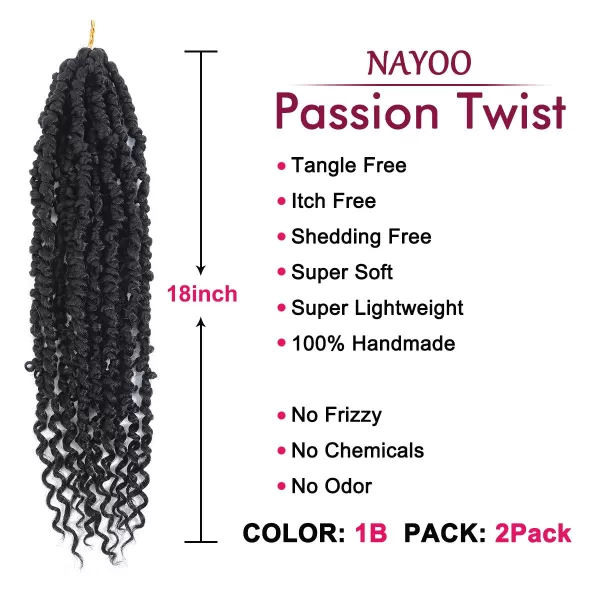Passion Twist Hair - 8 Packs 12 Inch Passion Twist Crochet Hair For Women, Crochet Pretwisted Curly Hair Passion Twists Synthetic Braiding Hair Extensions 