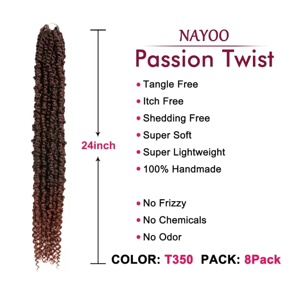 Passion Twist Hair - 8 Packs 12 Inch Passion Twist Crochet Hair For Women, Crochet Pretwisted Curly Hair Passion Twists Synthetic Braiding Hair Extensions 