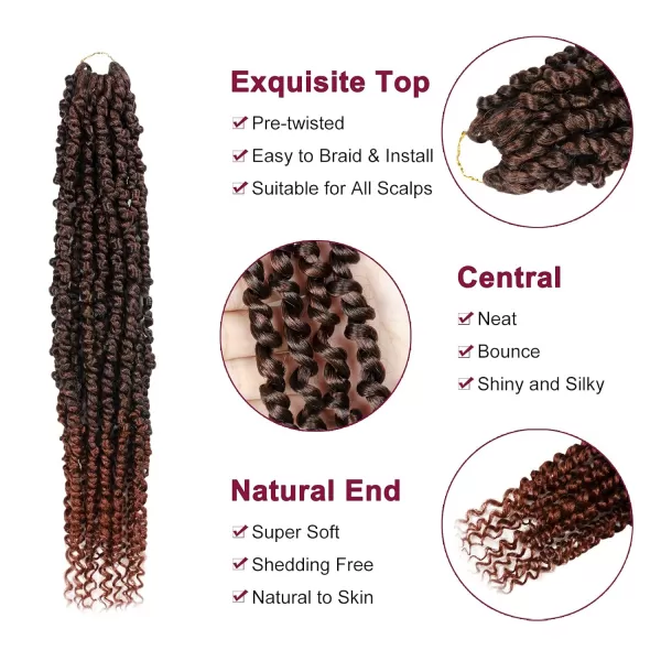 Passion Twist Hair - 8 Packs 12 Inch Passion Twist Crochet Hair For Women, Crochet Pretwisted Curly Hair Passion Twists Synthetic Braiding Hair Extensions 