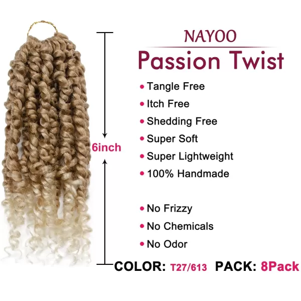 Passion Twist Hair - 8 Packs 12 Inch Passion Twist Crochet Hair For Women, Crochet Pretwisted Curly Hair Passion Twists Synthetic Braiding Hair Extensions 