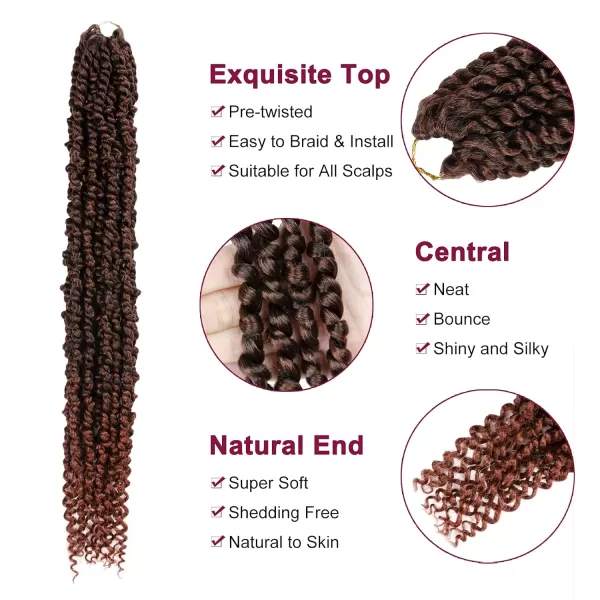 Passion Twist Hair - 8 Packs 12 Inch Passion Twist Crochet Hair For Women, Crochet Pretwisted Curly Hair Passion Twists Synthetic Braiding Hair Extensions 