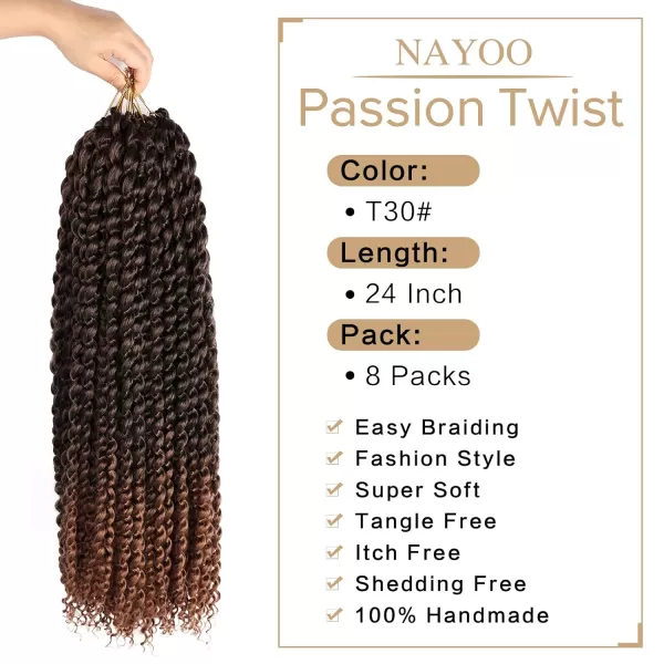 Passion Twist Hair - 8 Packs 12 Inch Passion Twist Crochet Hair For Women, Crochet Pretwisted Curly Hair Passion Twists Synthetic Braiding Hair Extensions 