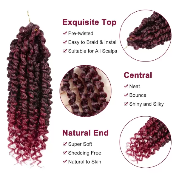 Passion Twist Hair - 8 Packs 12 Inch Passion Twist Crochet Hair For Women, Crochet Pretwisted Curly Hair Passion Twists Synthetic Braiding Hair Extensions 
