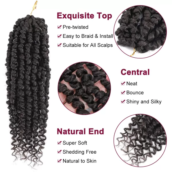 Passion Twist Hair - 8 Packs 12 Inch Passion Twist Crochet Hair For Women, Crochet Pretwisted Curly Hair Passion Twists Synthetic Braiding Hair Extensions 