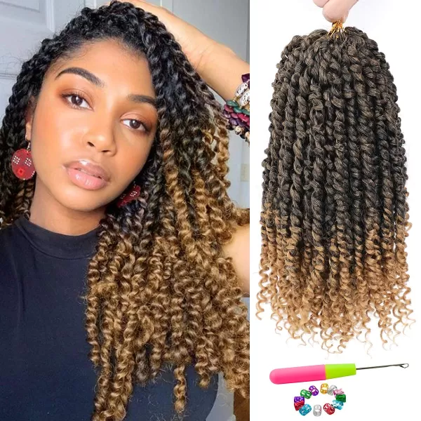 Passion Twist Hair - 8 Packs 12 Inch Passion Twist Crochet Hair For Women, Crochet Pretwisted Curly Hair Passion Twists Synthetic Braiding Hair Extensions 