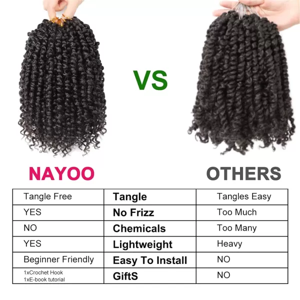 Passion Twist Hair - 8 Packs 12 Inch Passion Twist Crochet Hair For Women, Crochet Pretwisted Curly Hair Passion Twists Synthetic Braiding Hair Extensions 