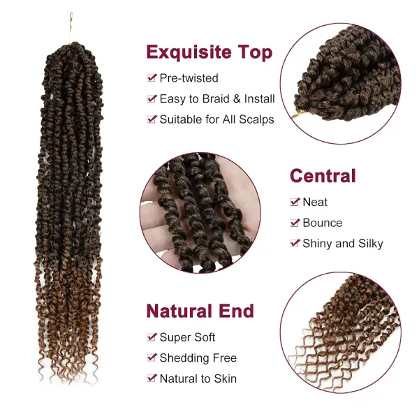 Passion Twist Hair - 8 Packs 12 Inch Passion Twist Crochet Hair For Women, Crochet Pretwisted Curly Hair Passion Twists Synthetic Braiding Hair Extensions 