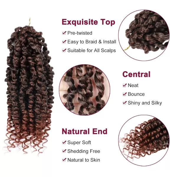 Passion Twist Hair - 8 Packs 12 Inch Passion Twist Crochet Hair For Women, Crochet Pretwisted Curly Hair Passion Twists Synthetic Braiding Hair Extensions 