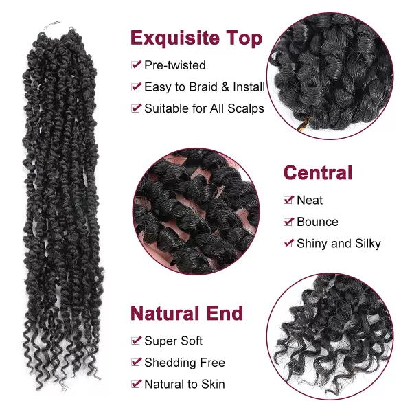 Passion Twist Hair - 8 Packs 12 Inch Passion Twist Crochet Hair For Women, Crochet Pretwisted Curly Hair Passion Twists Synthetic Braiding Hair Extensions 