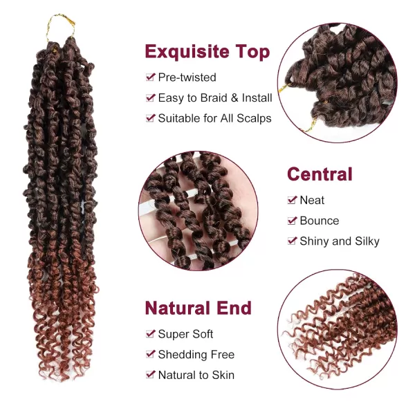 Passion Twist Hair - 8 Packs 12 Inch Passion Twist Crochet Hair For Women, Crochet Pretwisted Curly Hair Passion Twists Synthetic Braiding Hair Extensions 