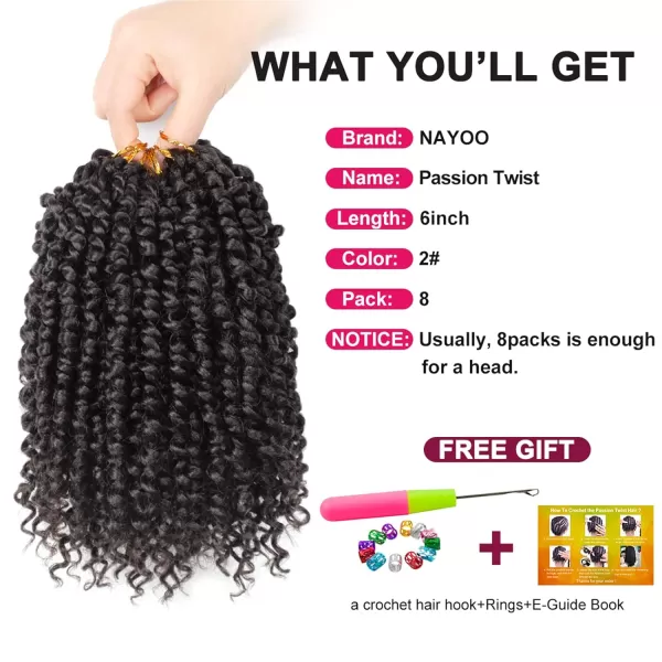 Passion Twist Hair - 8 Packs 12 Inch Passion Twist Crochet Hair For Women, Crochet Pretwisted Curly Hair Passion Twists Synthetic Braiding Hair Extensions 