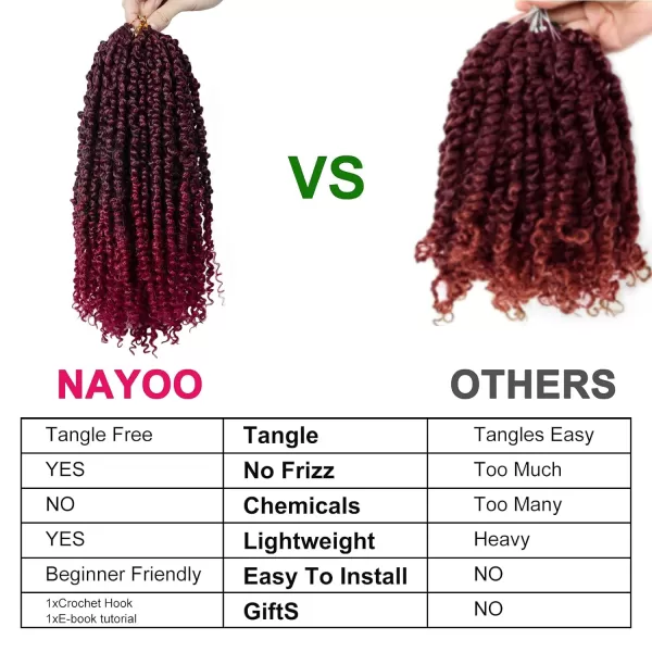 Passion Twist Hair - 8 Packs 12 Inch Passion Twist Crochet Hair For Women, Crochet Pretwisted Curly Hair Passion Twists Synthetic Braiding Hair Extensions 