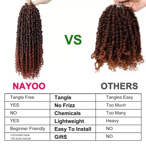 Passion Twist Hair - 8 Packs 12 Inch Passion Twist Crochet Hair For Women, Crochet Pretwisted Curly Hair Passion Twists Synthetic Braiding Hair Extensions 