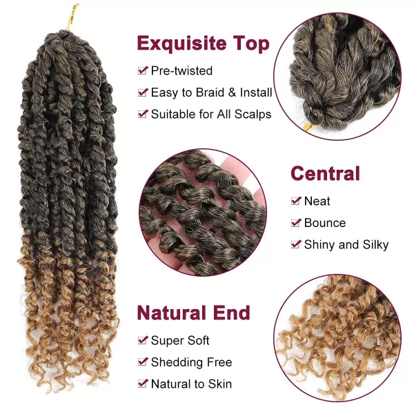 Passion Twist Hair - 8 Packs 12 Inch Passion Twist Crochet Hair For Women, Crochet Pretwisted Curly Hair Passion Twists Synthetic Braiding Hair Extensions 
