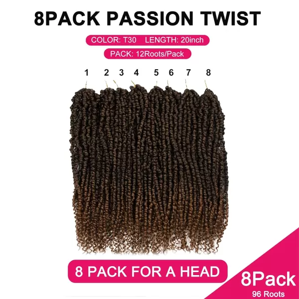 Passion Twist Hair - 8 Packs 12 Inch Passion Twist Crochet Hair For Women, Crochet Pretwisted Curly Hair Passion Twists Synthetic Braiding Hair Extensions 
