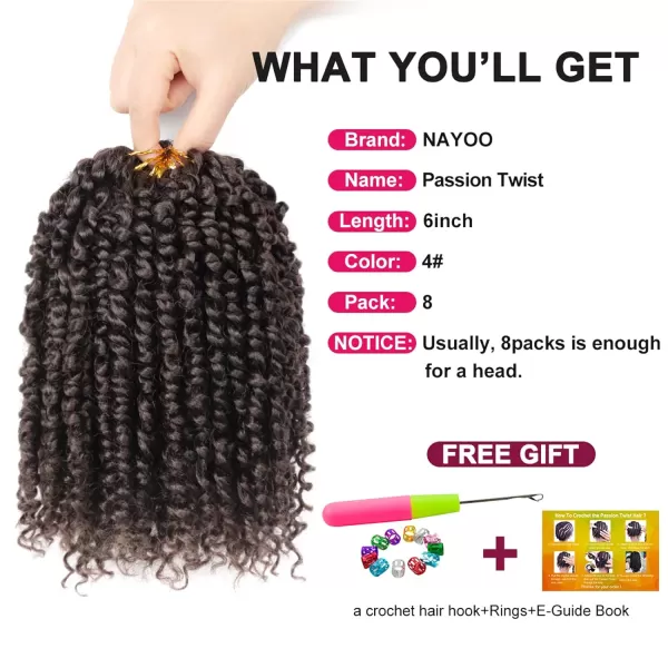 Passion Twist Hair - 8 Packs 12 Inch Passion Twist Crochet Hair For Women, Crochet Pretwisted Curly Hair Passion Twists Synthetic Braiding Hair Extensions 