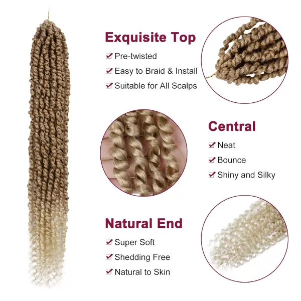 Passion Twist Hair - 8 Packs 12 Inch Passion Twist Crochet Hair For Women, Crochet Pretwisted Curly Hair Passion Twists Synthetic Braiding Hair Extensions 