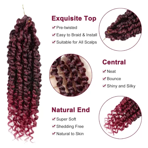 Passion Twist Hair - 8 Packs 12 Inch Passion Twist Crochet Hair For Women, Crochet Pretwisted Curly Hair Passion Twists Synthetic Braiding Hair Extensions 