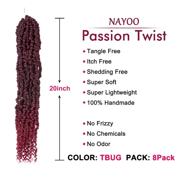 Passion Twist Hair - 8 Packs 12 Inch Passion Twist Crochet Hair For Women, Crochet Pretwisted Curly Hair Passion Twists Synthetic Braiding Hair Extensions 