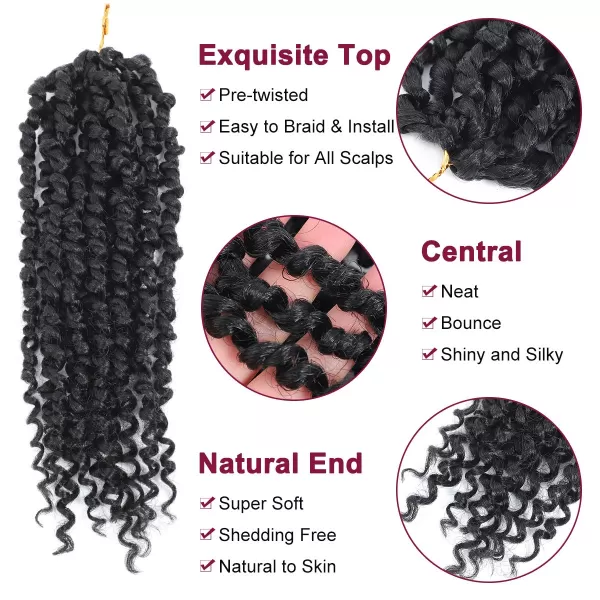 Passion Twist Hair - 8 Packs 12 Inch Passion Twist Crochet Hair For Women, Crochet Pretwisted Curly Hair Passion Twists Synthetic Braiding Hair Extensions 