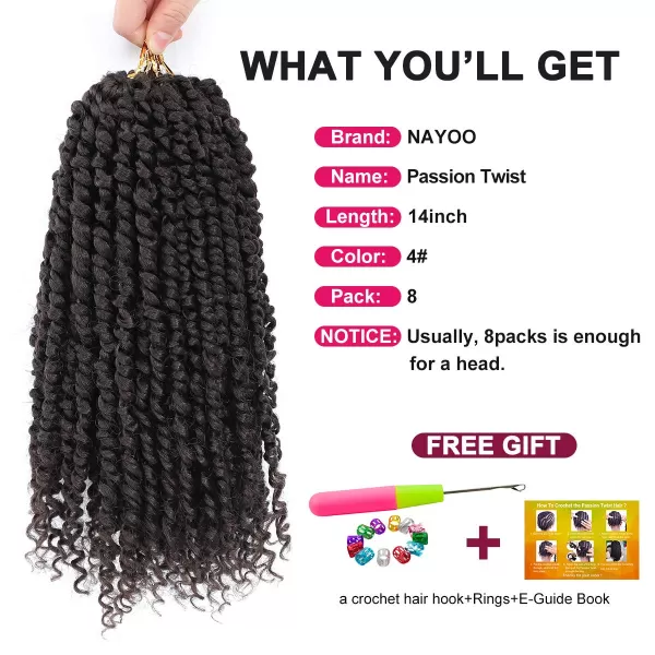 Passion Twist Hair - 8 Packs 12 Inch Passion Twist Crochet Hair For Women, Crochet Pretwisted Curly Hair Passion Twists Synthetic Braiding Hair Extensions 