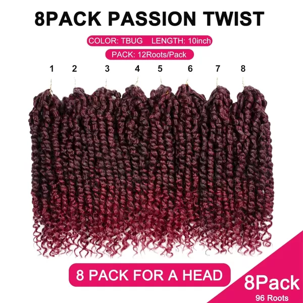 Passion Twist Hair - 8 Packs 12 Inch Passion Twist Crochet Hair For Women, Crochet Pretwisted Curly Hair Passion Twists Synthetic Braiding Hair Extensions 