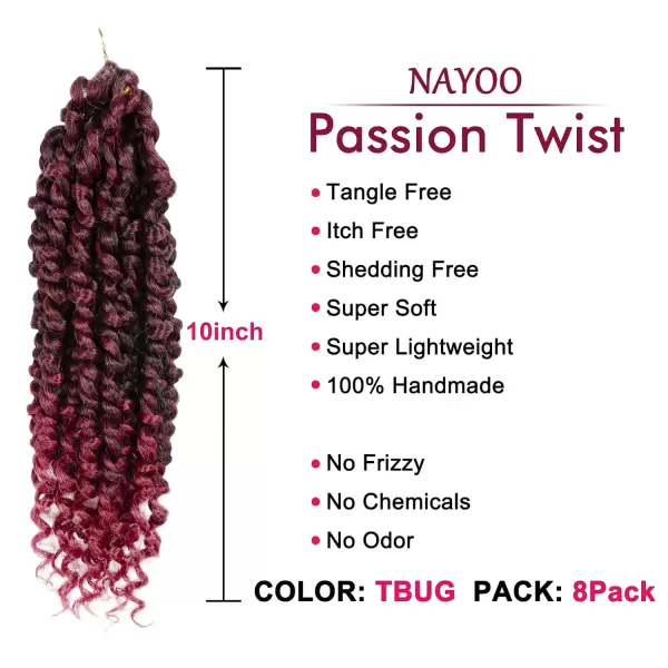 Passion Twist Hair - 8 Packs 12 Inch Passion Twist Crochet Hair For Women, Crochet Pretwisted Curly Hair Passion Twists Synthetic Braiding Hair Extensions 