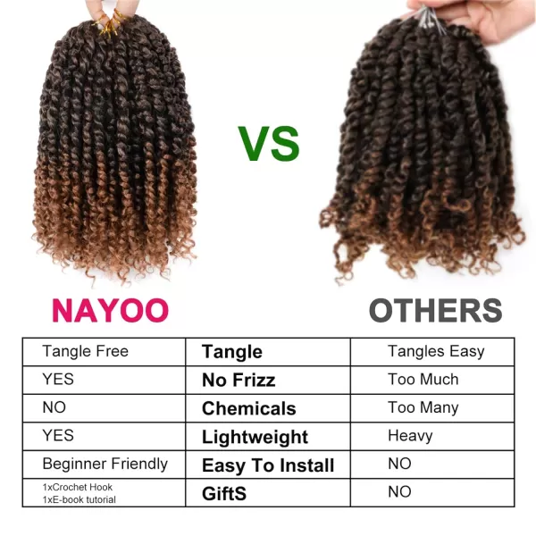 Passion Twist Hair - 8 Packs 12 Inch Passion Twist Crochet Hair For Women, Crochet Pretwisted Curly Hair Passion Twists Synthetic Braiding Hair Extensions 