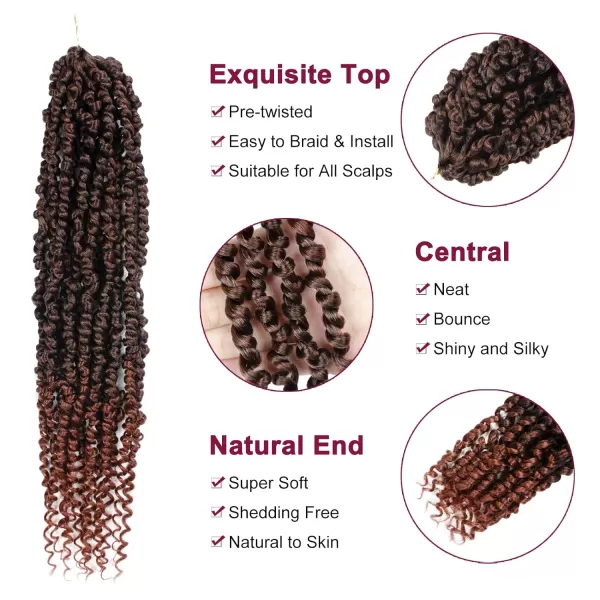 Passion Twist Hair - 8 Packs 12 Inch Passion Twist Crochet Hair For Women, Crochet Pretwisted Curly Hair Passion Twists Synthetic Braiding Hair Extensions 